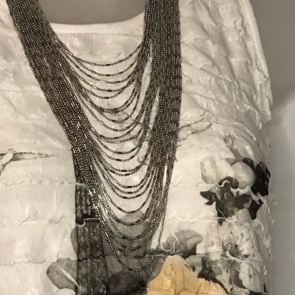 NWT Multi-Row Italian Waterfall Necklace in Silvertone. - Picture 10 of 16